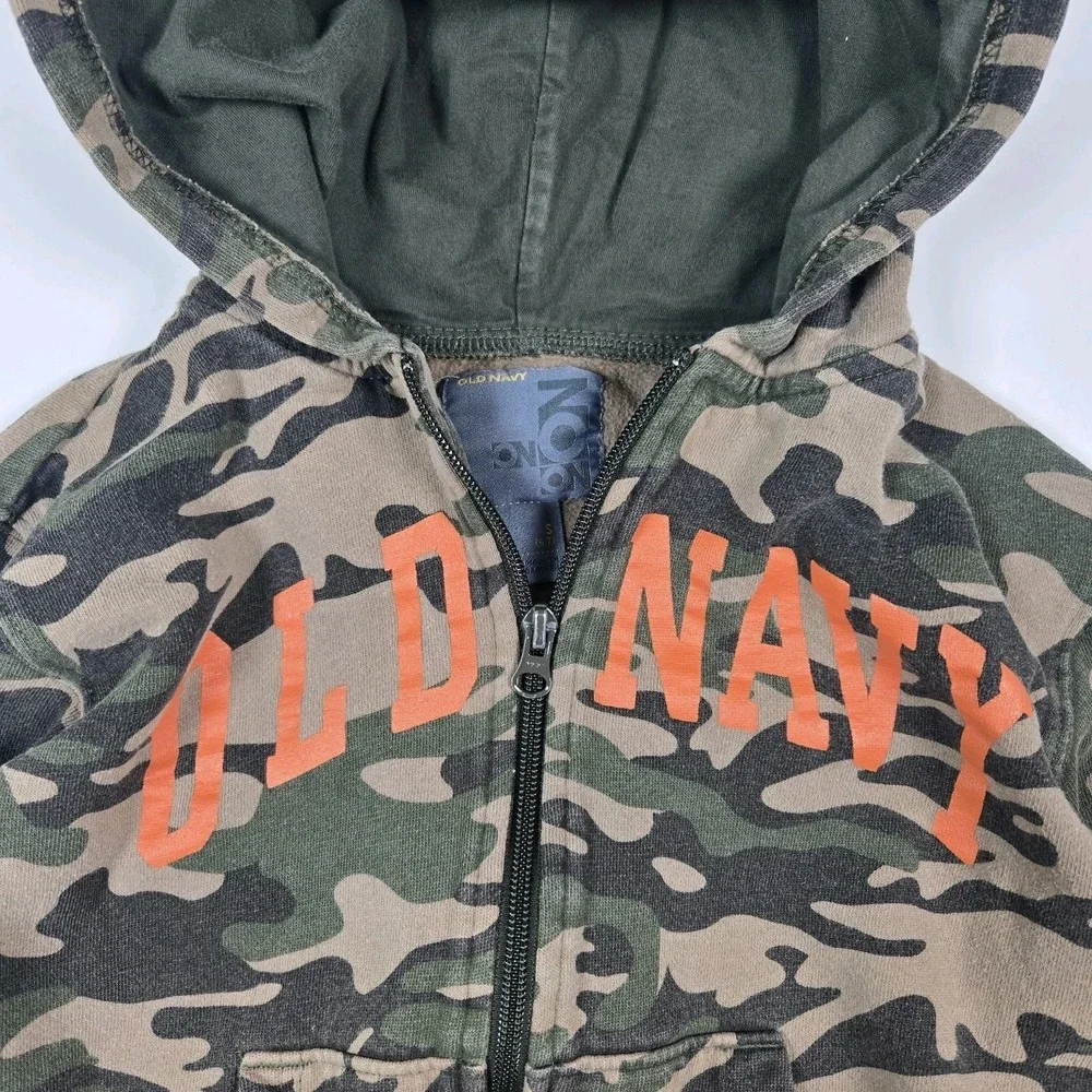 Old Navy Kids‎ Camo Camouflage Zip Pull Over Hoodie Hooded Sweatshirt Small 6-7